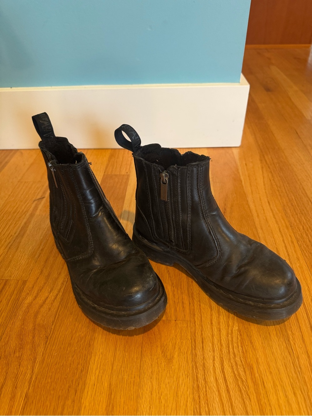 Dr. Martens Black Leather Chelsea Ankle Boots with Side Zips